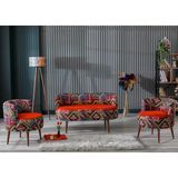 Azra Mobilya Sydney Modern Çay Seti Koltuk Takımı | Modern | Patchwork Kumaş | Turuncu - Çok Renkli