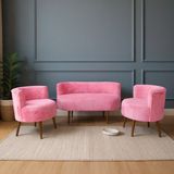 Azra Mobilya Sydney Modern Koltuk Takımı | Modern Iskandinav Tarzı | Welsoft Yumuşak Kumaş | Pembe