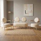 Azra Mobilya Venüs Krem Deri Koltuk Takımı 2+1+1 Cappuccino Metal Iskeletli Modern Ofis Ev Kullanımı Bekleme Koltuğu