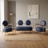 Azra Mobilya Venüs Lacivert Deri Koltuk Takımı 2+1+1 Cappuccino Metal Iskeletli Modern Ofis Ev Kullanımı Bekleme Koltuğu