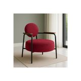 Azra Mobilya Venüs Metal Ayaklı Modern Berjer Koltuk - Soft Kumaşlı, Renk Seçenekli, 60X60 cm Kırmızı