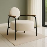Azra Mobilya Venüs Metal Ayaklı Modern Berjer Koltuk - Soft Kumaşlı, Renk Seçenekli, 60x60 cm - KREM