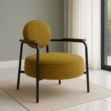Azra Mobilya Venüs Metal Ayaklı Modern Berjer Koltuk - Soft Kumaşlı, Renk Seçenekli, 60x60 cm SARI