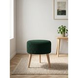 Azra Mobilya Yeşil Welsoft Kumaş Yuvarlak Puf Ahşap Ayaklı Demonte Modern Puf Tabure 40X42 cm - 40 cm çap