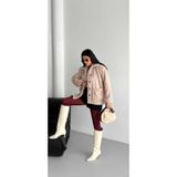 Azra Moda Style SütlüKahve Astarsız Oversize Cepli Düğme Kapama Peluş Hırka Kadın