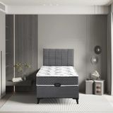Azra Yatak Luna Tek Kişilik Yatak Baza Başlık 3'lü Set 100 X 200 Cm Gri