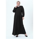 Azranur Kadın Büyük Beden Maya Kumaş Tam Boy Mevsimlik Ferace - Siyah - 60