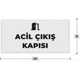 Azresa Acıl Çıkış Kapısı Yazılı - Metal - Beyaz Renk - Kapı Isimliği - 30X15 cm