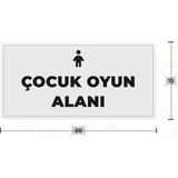 Azresa Çocuk Oyun Alanı Yazılı - Metal - Beyaz Renk - Kapı Isimliği - 30X15 cm