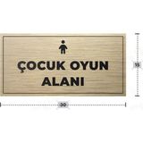 Azresa Çocuk Oyun Alanı Yazılı - Metal - Gold Renk - Kapı Isimliği - 30X15 cm