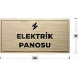 Azresa Elektrık Panosu Yazılı - Metal - Gold Renk - Kapı Isimliği - 30X15 cm