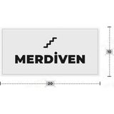 Azresa Merdiven Yazılı - Metal - Beyaz Renk - Kapı Isimliği - 20X10 cm