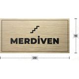 Azresa Merdiven Yazılı - Metal - Gold Renk - Kapı Isimliği - 20X10 cm