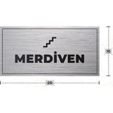 Azresa Merdiven Yazılı - Metal - Gümüş Renk - Kapı Isimliği - 20X10 cm