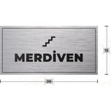 Azresa Merdıven Yazılı - Metal - Gümüş Renk - Kapı Isimliği - 30X15 cm