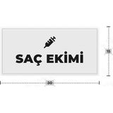 Azresa Saç Ekımı Yazılı - Metal - Beyaz Renk - Kapı Isimliği - 30X15 cm