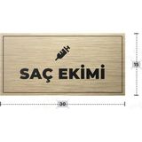 Azresa Saç Ekımı Yazılı - Metal - Gold Renk - Kapı Isimliği - 30X15 cm