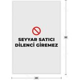 Azresa Seyyar Satıcı Dilenci Giremez Yazılı - Metal - Beyaz Renk - Kapı Isimliği Uyarı Levhası - 20X30 cm - 1