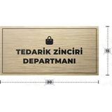 Azresa Tedarık Zıncırı Departmanı Yazılı - Metal - Gold Renk - Kapı Isimliği - 30X15 cm