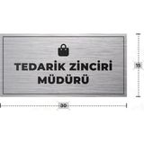 Azresa Tedarık Zıncırı Müdürü Yazılı - Metal - Gümüş Renk - Kapı Isimliği - 30X15 cm