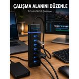Azrlya 7 Girişli USB 3.0 Hub 5gbps LED Göstergeli USB Çoğaltıcı - Lisinya