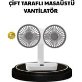 Azrlya 720° Dönebilen Çift Başlıklı USB Şarjlı Masaüstü Vantilatör – Sessiz ve Güçlü Serinlik - Lisinya