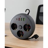 Azrlya Akım Korumalı Çoklu Priz 3 Priz 3 USB 1 Type C 2 Metre Kablo Güvenli Şarj