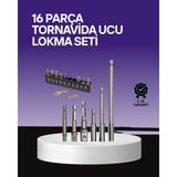 Azrlya Çok Amaçlı 16LI Bits Uç Seti Dayanıklı Tornavida Adaptör - Lisinya
