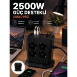 Azrlya Çoklu Priz 8 Çıkışlı 4 USB 2 Type-C Anahtarlı Dikey Priz Kulesi - Lisinya
