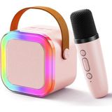 Azrlya Karaoke Kablosuz Hoparlör Mikrofonlu Rgb Işıklı Bluetooth Speaker Tf Kart/usb Pembe - Lisinya