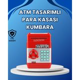 Azrlya Kırmızı Atm Tasarımlı Şifreli Para Kasası Kumbara - Lisinya