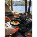 Azrlya Kompakt Kamp Yemek Seti Alüminyum Tencere Tava Çaydanlık Taşıma Fileli Outdoor Set
