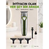 Azrlya Profesyonel Saç Sakal Tıraş Makinesi T Bıçaklı Şarjlı Kablosuz 3 Taraklı Erkek Bakım Seti - Lisinya