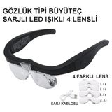 Azrlya Şarjlı Gözlük Büyüteç 4 Farklı Lens 11537DC - Lisinya