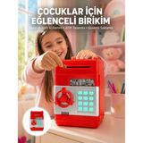 Azrlya Şifreli Kırmızı Atm Tasarımlı Çelik Kasa Görünümlü Kumbara - Lisinya