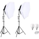AZT 2 Li Youtube , Vlog , Tiktok Vb Canlı Yayın Için 70CM Octagon Softbox 130W Ampullü LED Sürekli Işık Seti