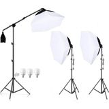 AZT 3 Lü Ürün , Reklam , Moda , Makyaj , Stüdyo Için 70CM Octagon Softbox Toplam 195W LED Sürekli Işık Seti