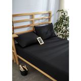 Aztex Tek Kişilik ve Çift Kişilik Çarşaf Takımları Düz Renkli Lastikli Çarşaf - 180x200 - Siyah