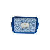 Azulejos Desenli Metal Tepsi, Çay Kahve ve Sunum Tepsisi 21 cm x 31 cm (Azulejos Sweet Home)