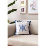 Azure Blue Premium Seri Saçaklı Özel Tasarım Kırlent Kılıfı 43X43c, Dekoratif Kırlent Kılıfı