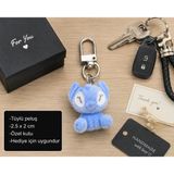 Azuri Sevimli Mavi Peluş Charm Anahtarlık – Mini Figür Hediye Aksesuarı
