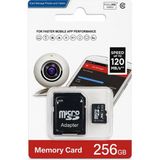 Azurtech 256GB Micro Sd Hafıza Kartı Class 10 120MB/S Adaptörlü Telefon Kamera Drone Uyumlu - Siyah