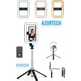 Azurtech 3 Renk LED Işıklı Selfie Çubuğu, Bluetooth Kumandalı, 360° Dönen 138 cm Tripod - Renkli