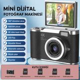 Azurtech 4K Mini Dijital Fotoğraf Makinesi 48MP Vlog Kamera Döner Ekranlı - Siyah