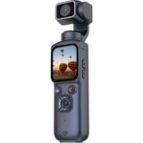Azurtech 4K Ultra Hd Profesyonel Aksiyon Kamerası | Vlog Kamera, Gimbal, 330° Dönebilir, Yüksek Stabilizasyon, Yüz - Siyah