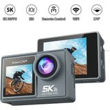 Azurtech 5k Aksiyon Kamerası 4K60FPS Çift IPS Dokunmatik LCD Wifi 170 ° Uzaktan Kumandalı 30M Su Geçirmez 5x - Siyah