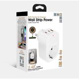 Azurtech Akım Korumalı Priz 1x Priz, 2x Type-C, 1x USB Port Çıkışlı Tekli Priz - Beyaz