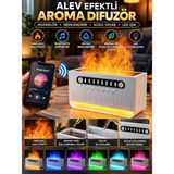 Azurtech Alev Efektli Aroma Difüzör Bluetooth Hoparlör LED Işıklı Hava Nemlendirici Dekoratif Ortam Kokulandırıcı - Beyaz