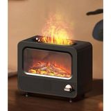 Azurtech Alev Efektli Retro Hava Nemlendirici Odun Çıtırtı Sesli Aroma Difüzörü Ultrasonik Buhar Makinesi - Siyah