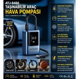 Azurtech ATJ-8466 Kablosuz Taşınabilir Hava Kompresörü 150 Psı Şarjlı Lastik Şişirme Pompası (Araba, Bisiklet, Motor, Top) - çok renkli